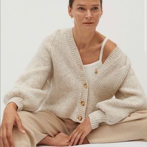 MANGO balloon sleeve knitted cardigan